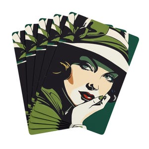 Juego de cartas de póker Art Déco vintage, accesorios para una noche de casino, diversión para una noche de juegos, regalo de diseño retro para gamers.