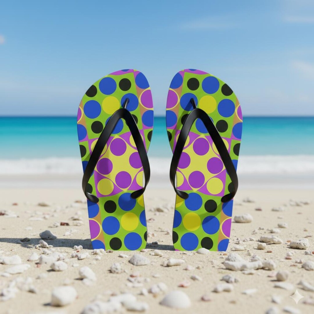 Funky Polka Design Flip Flops - Etsy