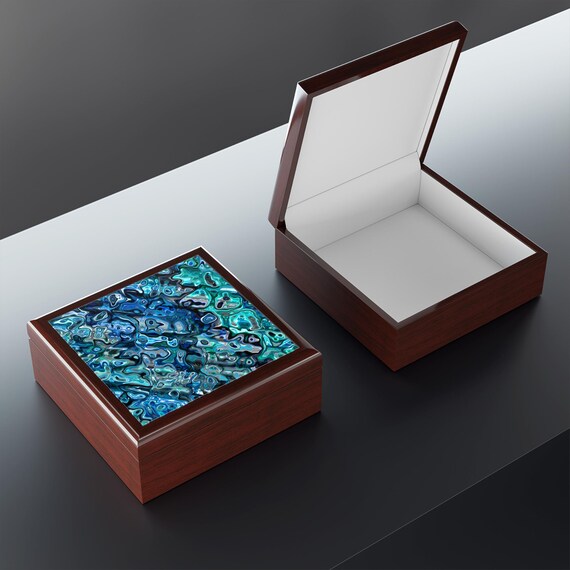 Paua Abalone Inspired Jewelry Box: Boho Trinket Keepsake Case