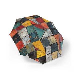 Paraguas plegable de mosaico de colores