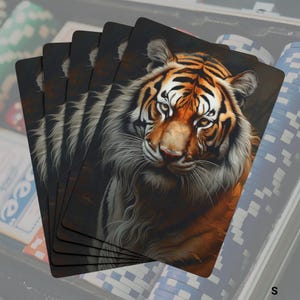 タイガーフェイスポーカーカード、ユニークなトランプデッキ、楽しいゲームナイト用品、カスタムポーカーデッキ、動物愛好家へのギフト