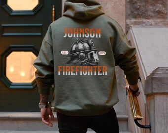 Sweat à capuche pompier personnalisé | Cadeau de remise des diplômes pompier | Sweat-shirt pompier personnalisé | Vêtements pour hommes | Cadeau de retraite de pompier