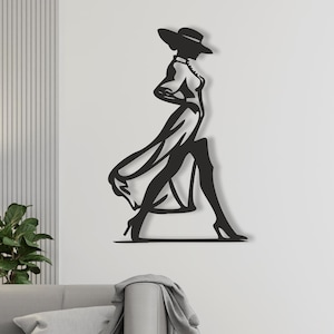 Minimalist Woman, Metal Wall Art, Metal Wall Art, Woman Metal Wall Decor, Valentine's Day Gift, Minimalist Line Art, Elegant Metal Wall Art