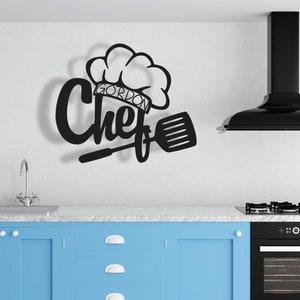 Custom Metal Kitchen Sign: Personalized Chef Decor