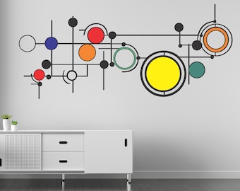 Colorful Geometric Metal Circle Wall Art, Modern 3D Sculpture