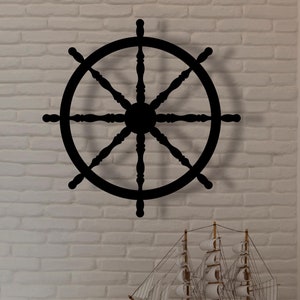 Decorazione in metallo con timone di nave, timone di nave, volante, nautico, arte murale in metallo, arte oceanica, regalo per marinai, arazzi con timone di nave
