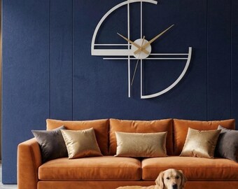 Modern Geometric Metal Clock, Abstract Contemporary Art, 3D Wall Art