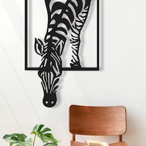 Abstract Zebra Metal Wall Art: Geometric African Decor