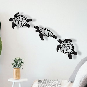 Sea Turtle Metal Wall Art for Living Room Decor, Wall Hanging for Turtle Lover Gifts, Nautical Home Accent Gift, Ocean Inspired Wall Hanging