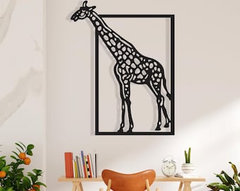 Giraffe Metal Decor, Metal Wall Decor, Housewarming Decor, Metal Wall Art, Home Wall Hangings, Geometric Wall Art, Animal Metal Decor