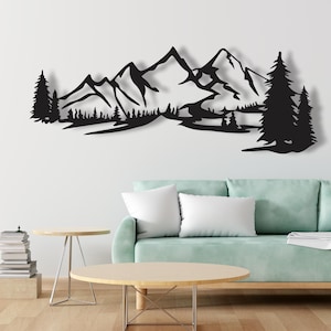 Scultura da parete in metallo a forma di montagna per l'arredamento del soggiorno, gancio per arte in metallo a forma di montagna, arte da parete in metallo minimalista a forma di montagna, decorazione collinare, arte della natura