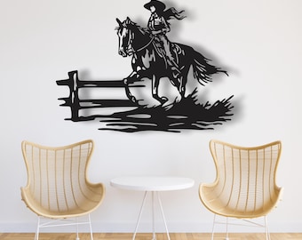 Cowgirl Horse Metal Wall Art: 3D Home Decor
