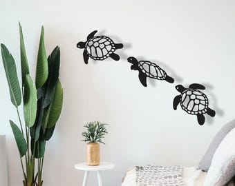 Sea Turtle Metal Wall Art: Nautical Home Decor