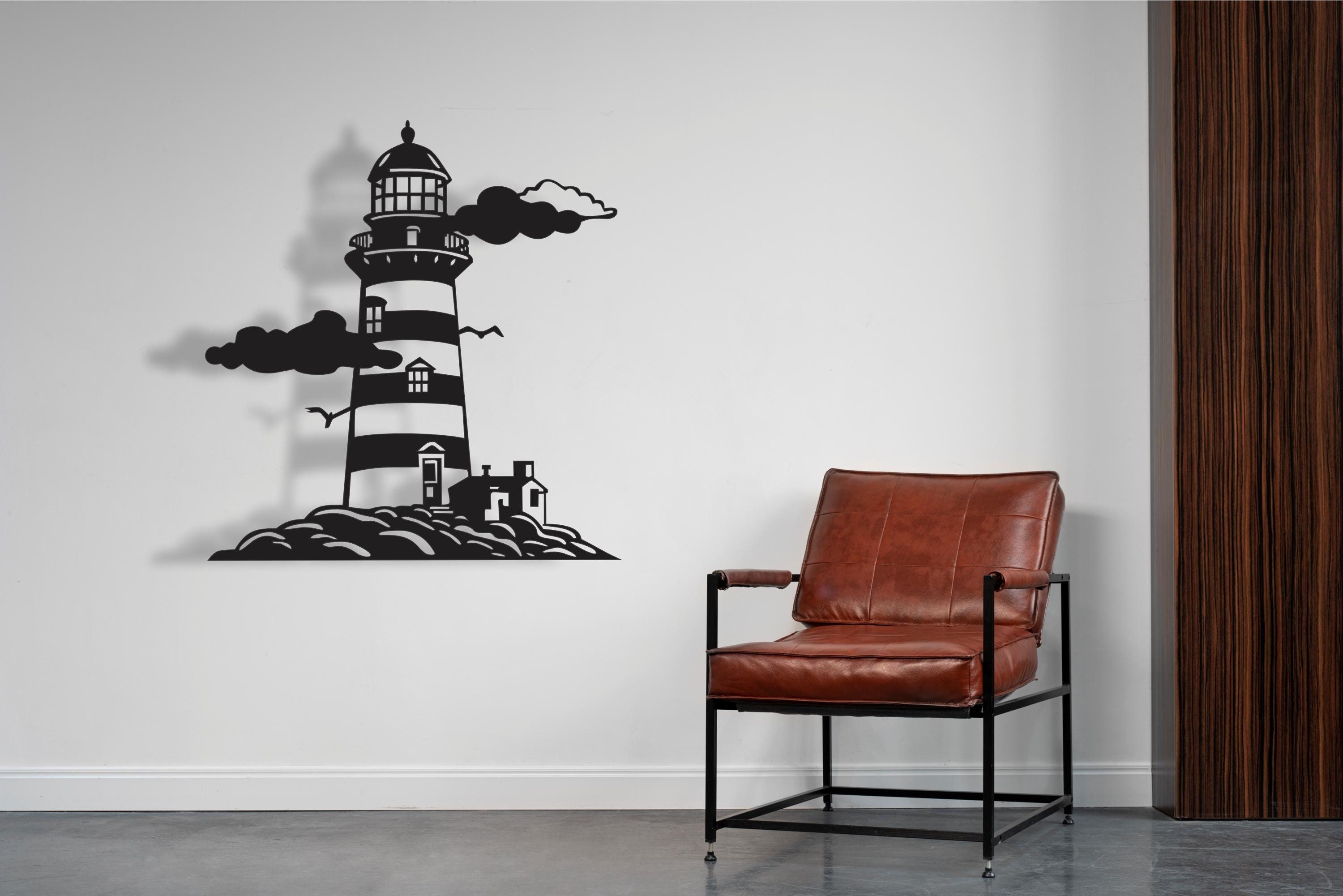 Lighthouse Metal Wall Art for Above Bed Decor, Coastal Wall Sculpture for Beach House Decor, Nautical Wall Hangings, Gift for Ocean Lovers