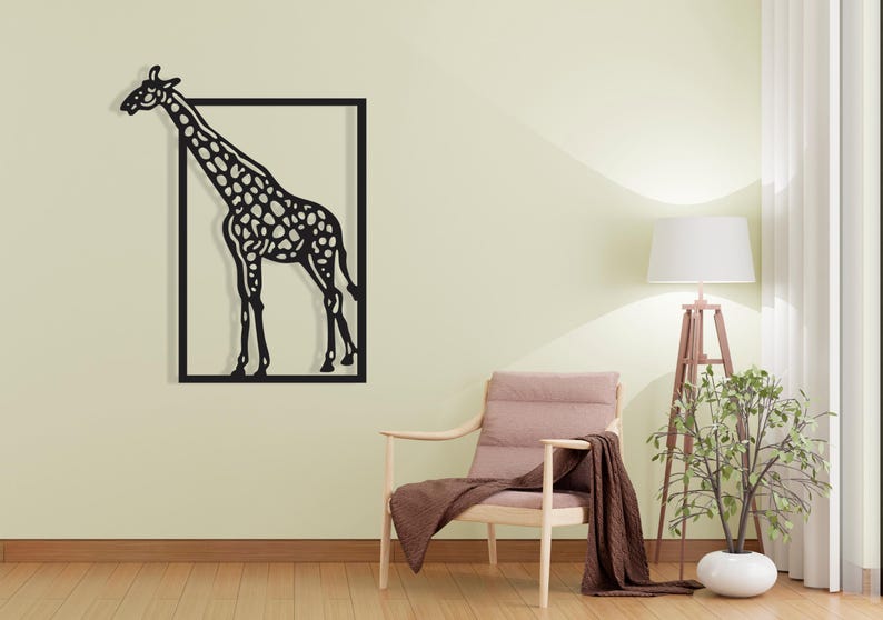 Rectangle Giraffe Geometric Giraffe Metal Wall Art: 3D Home Decor - Etsy