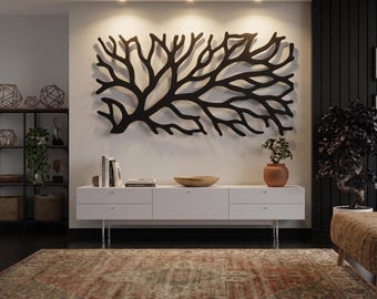 Abstract Metal Tree Branch Wall Decor, Coral-like Hanging, Industrial Tree Life