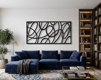 Abstract Metal Wall Art – Geometric Steel Sculpture, Modern Statement Hanging