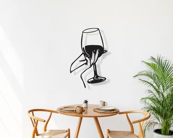 Metal Wine Glass Wall Art: 3D Bar Decor