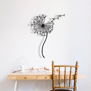 Dandelion Flower Metal Wall Art, Botanical Decor, Modern Garden Art, Minimalist Floral Decor, Nature Lover Gift, Nursery Decor, Wall Hanging