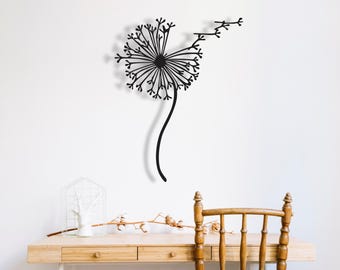 Dandelion Flower Metal Wall Art: Modern Botanical Decor