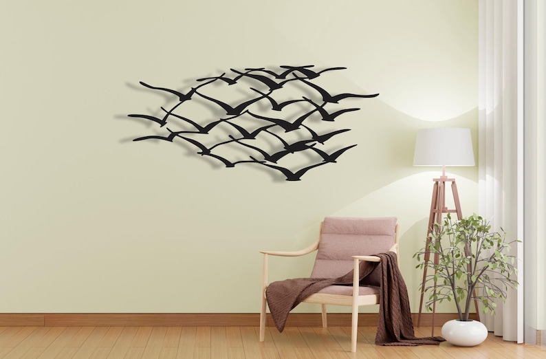 Flock of Birds Metal Wall Art: Minimalist Nature Sculpture - Etsy