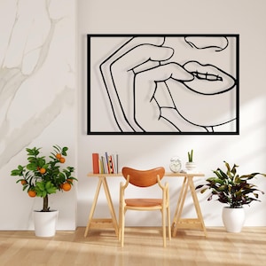 Lips Metal Wall Art, Abstract Woman Metal Wall Art,Metal Wall Art, Metal Wall Decor With Woman,Valentine's Day Gift,Minimalist Line Art,
