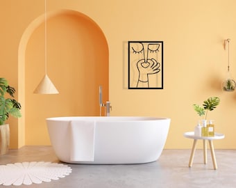 Funny Metal Restroom Sign: 3D Bathroom Wall Decor
