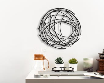 Abstract Metal Wall Art: Modern Round Sculpture