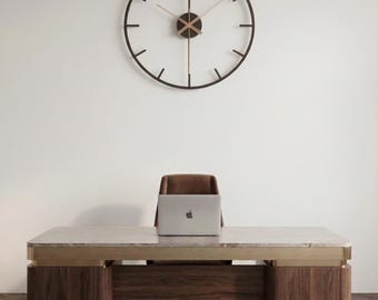 Metal Wall Clock, Minimalist Silent Gear Wheel Design