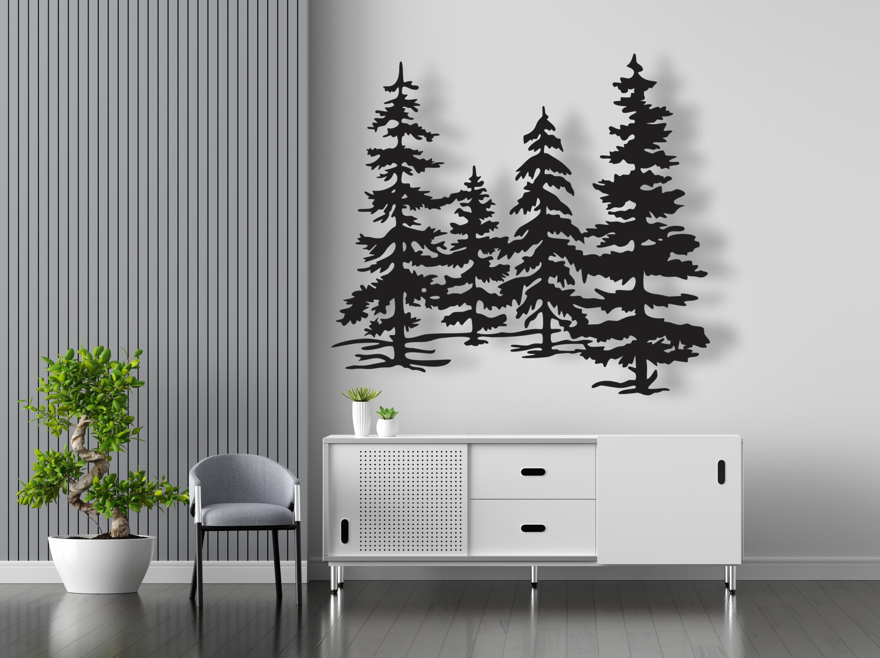 Metal Pine Tree Family Wall Art: 3D Forest Decor - Etsy