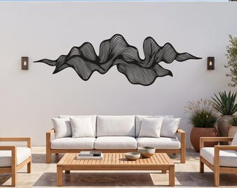 Abstract Metal Wall Art, Fluid Line Sculpture, Modern Minimalist Wave Decor
