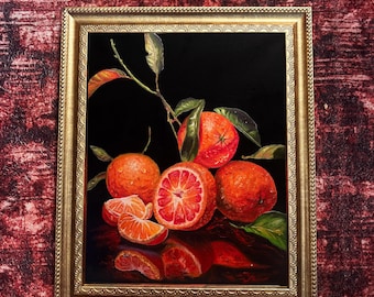 Pintura al óleo original naranja IMPRESIONES