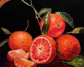 Pintura al óleo original Naranjas sobre lienzo