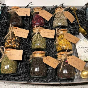 Loose Leaf Tea Sampler Gift Box: 9 Organic Herbal Tea Blends