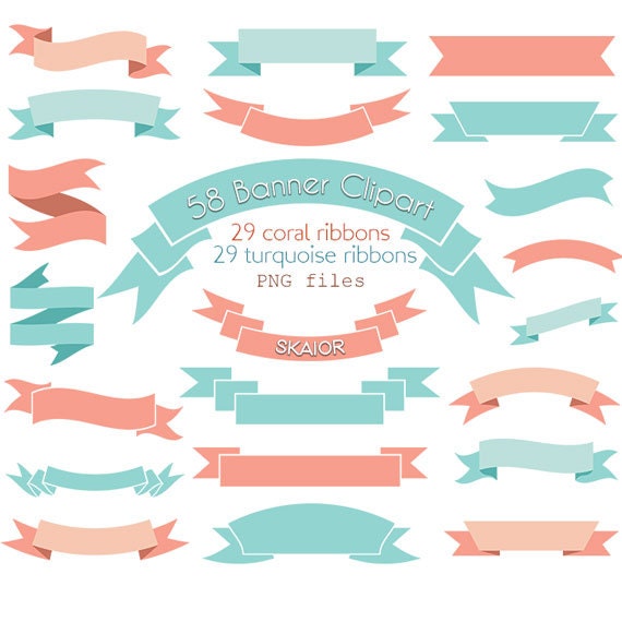 Banners Clipart Digital Banners Clip Art Vector Ribbons Vector Etsy