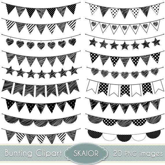 Doodle Bunting Clipart Flags Clipart Bunting Clip Art Garland Etsy