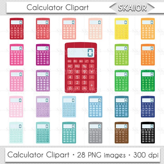 Calculator Clipart Calculator Clip Art Rainbow Color Etsy