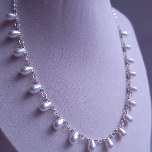 Elegant Pearl Drop Necklace Gift for Her Teardrop Pearl Bridal Jewelry, silver pearl necklace anniversary, Birthday, Wedding Mother’s Day