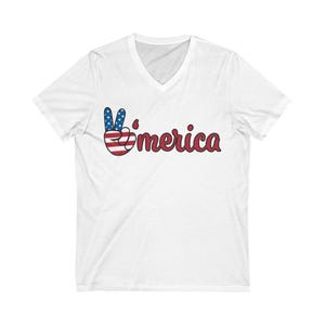Patriotic V-Neck Tee - Unisex Americana Shirt, 4th of July, Independence Day, Casual Wear, Summer Vibes, Freedom Style