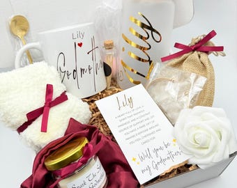 Godparent Proposal, Godmother Gifts Gift Box Will You Be My Godparent Godmother Care Package Hug in a Box For Godmother Personalized Gift