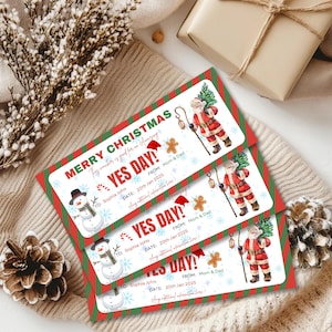 Personalisierte Christas Christmas Yes Day Ticket Gutschein | Druckbares Weihnachtsgeschenk für Kinder sagen Ja Day Pass Überraschung Vorlage SOFORT DOWNLOAD