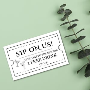 Plantillas de vales para fiestas de oficina, fichas para bebidas de boda, boletos para bebidas de fiesta imprimibles, tamaños A4 y 8,5 x 11, Reino Unido y EE. UU. - Descarga instantánea