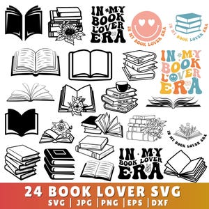 Boekenliefhebber SVG-bundel, boek Svg, lezing SVG-bundel, bibliotheek Svg, school Svg, Open Book worm svg, BOEKEN Svg-bestanden knippen voor Cricut,