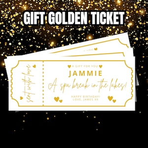 Geschenk Golden Ticket | Folierter Gutschein | Personalisiertes Ticket | Weihnachtsgutschein | Überraschungs-Weihnachtsgeschenk | Personalisierte Geburtstagsgeschenk