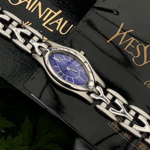 RARE Vintage YSL Yves Saint Laurent Dainty Oval Face Silver Toned RARE Vintage YSL Yves Saint Laurent Dainty Oval Face Silver Toned