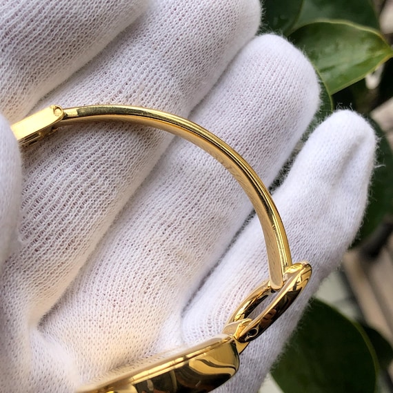 RARE VINTAGE GUCCI 1600 Gold Plated Bangle Type Horsebit Lady's