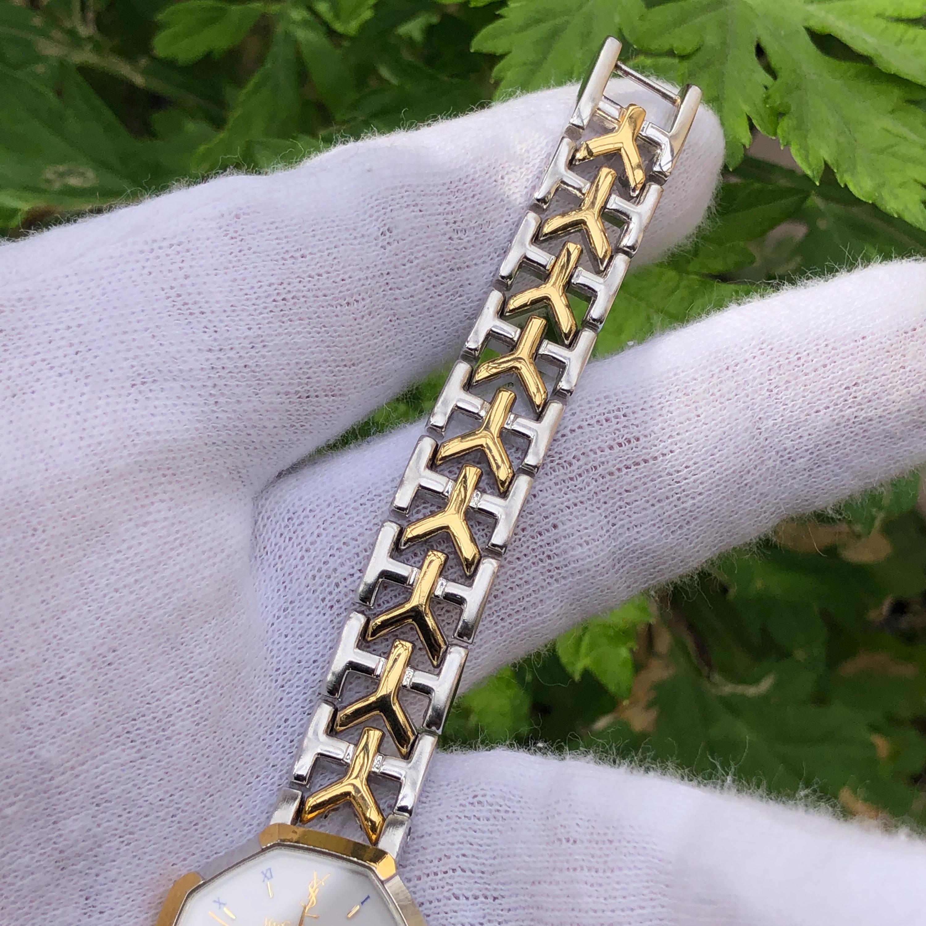 ヴィンテージ YSL イヴ・サンローラン オクタゴン ツートン レディース