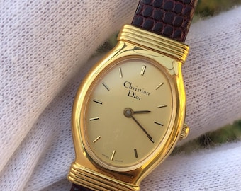 RARE Vintage Christian Dior 3009 Oval Dial Dainty Gold-toned