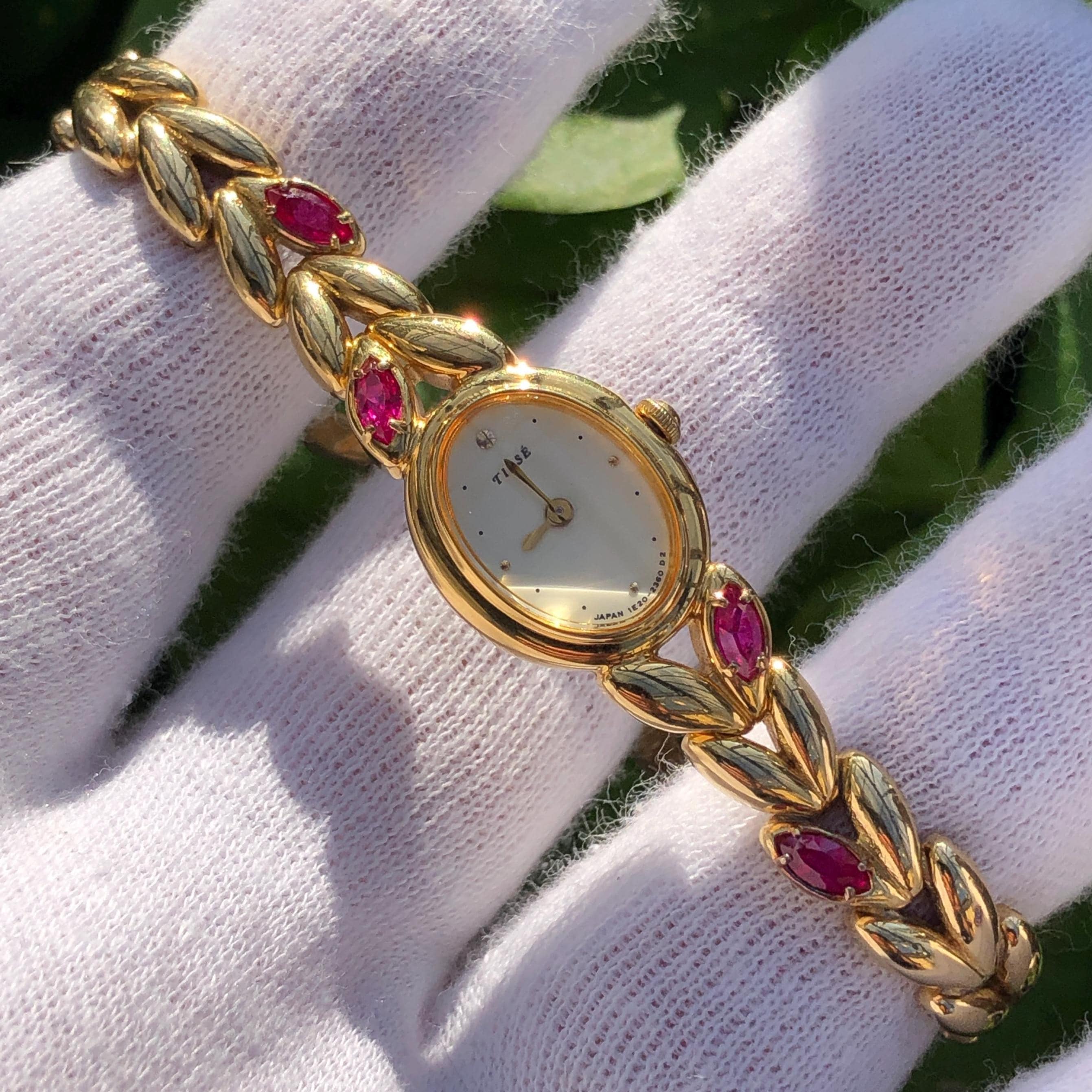 Vintage Seiko TISSE Ruby Bracelet Watch - Gold Toned Good Enogh