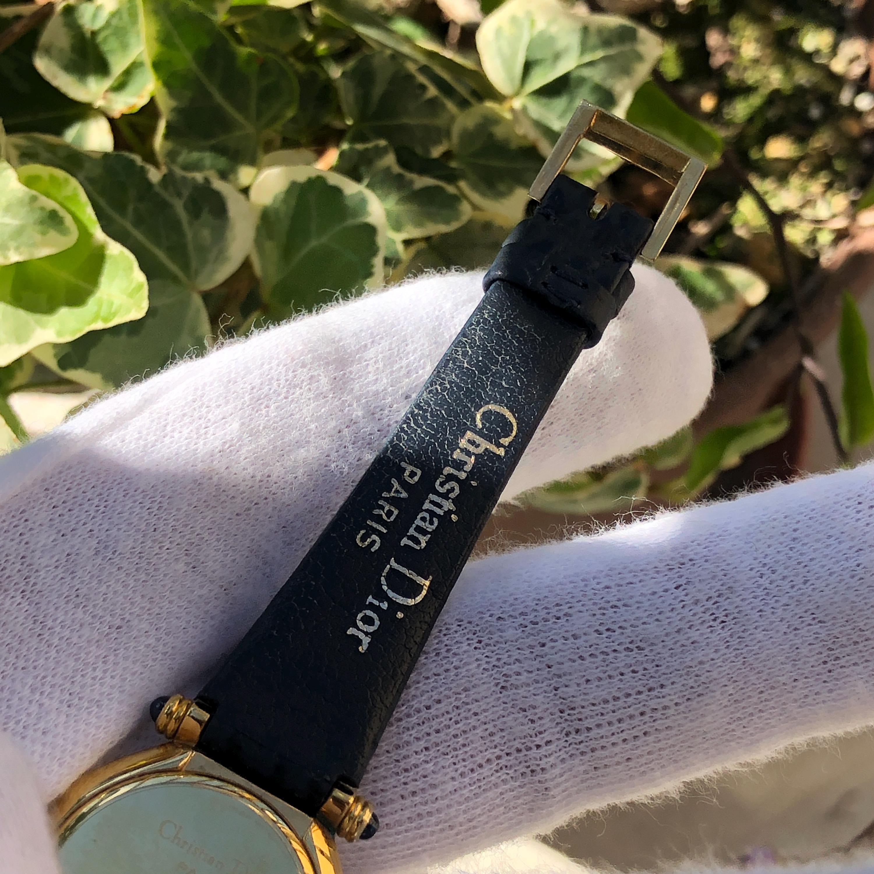 Vintage Christian Dior Octagon Watch: Gold Plated, Leather Strap